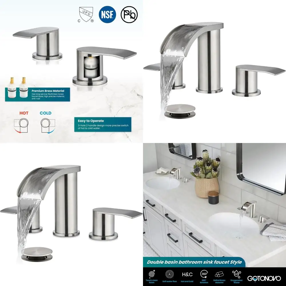 

Набор смесителей для раковины 8 дюймов, с 3 отверстиями, 2 ручками, для установки на столешницу, круглый корпус, матовый никель