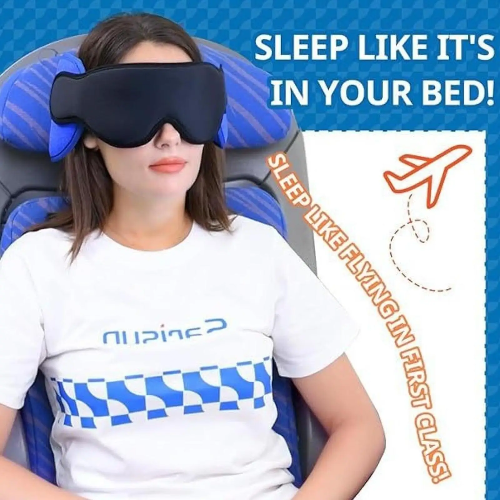 3D Sleep Eye Mask with Fixed Neck Pillow 100% Block Out Light Sleeping Mask Adjustable Eye Cover for Women Men Travel Mask