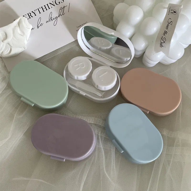 Candy Color Portable Mini Contact Lens Case Easy Carry Lenses Storage Box Eye Care Container with Mirror Lenses Box