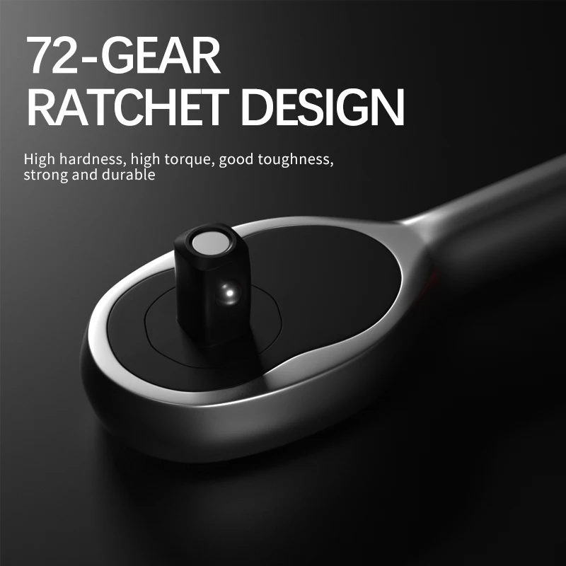 Chrome-plated ratchet socket wrench set multifunctional hexagonal two -way 72 teeth ratchet wrench casing auto repair parts