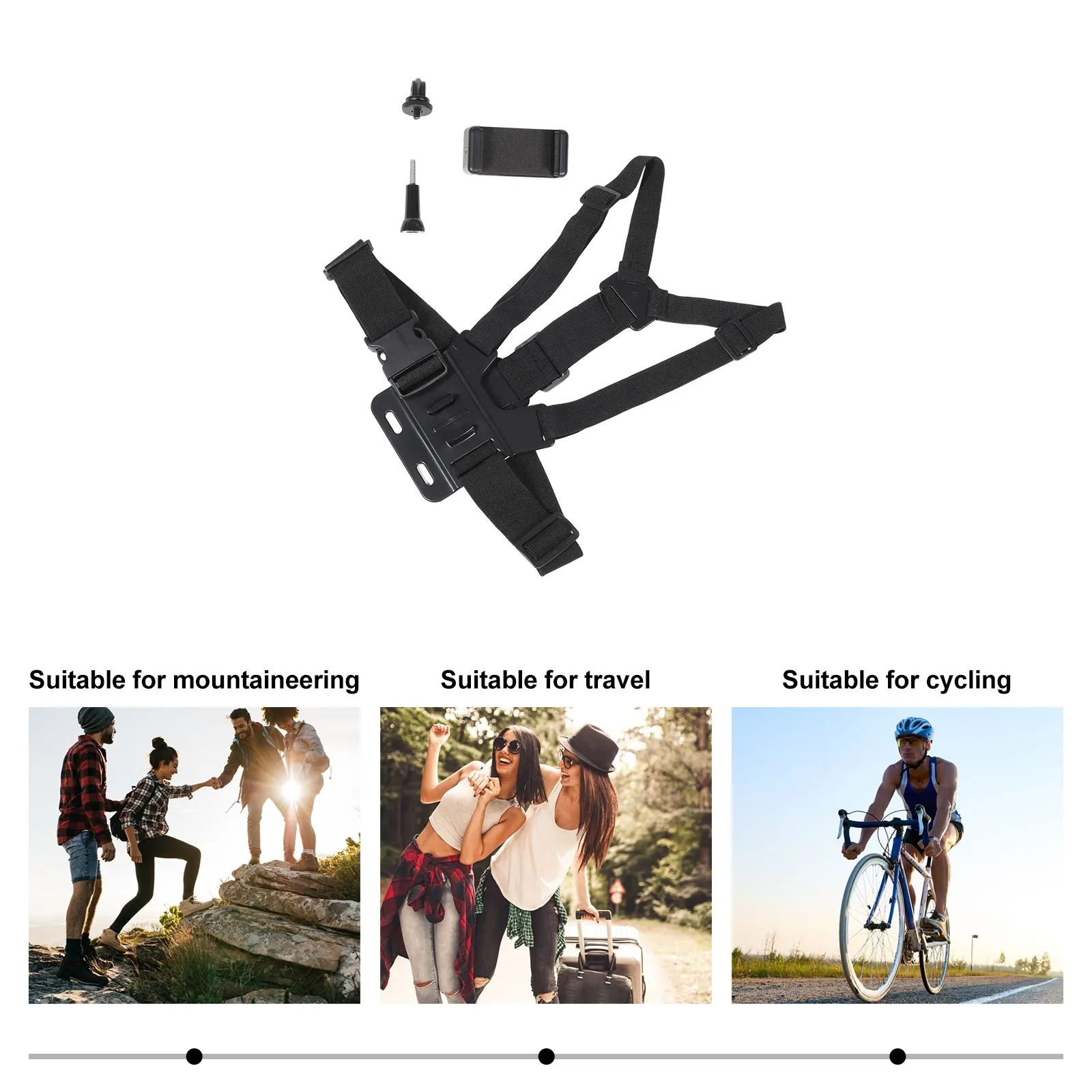 

1Set Adjustable Camera Chest Strap Quick Release Sports Camera Harness Stable Outdoor Photo Fasten Belt Mobile Phone Chest Strap