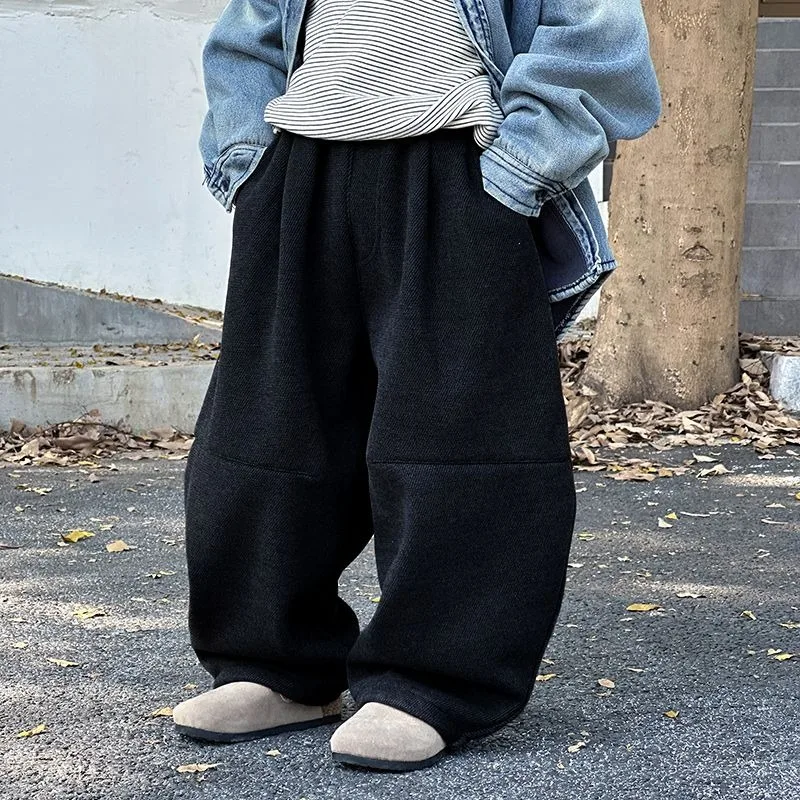 

Зимние спортивные штаны на флисовой подкладке для мальчиков, утепленные цельные спортивные штаны с внутренней стороны, новый дизайн в корейском стиле, повседневная одежда