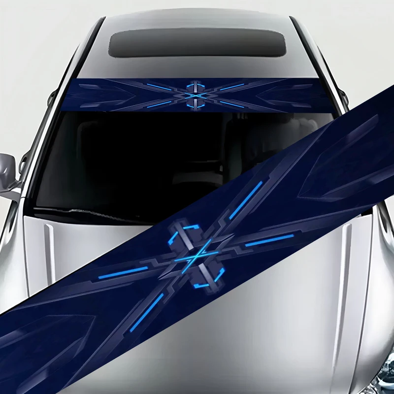 

1pc Tech Style Blue Line Cross High Performance Decorative Sticker, Vinyl Car Film, UV Resistant & Residue-Free, Removable