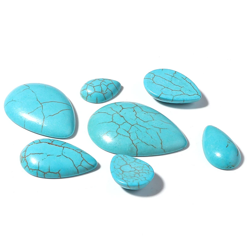 10pcs/Lot Waterdrop Shape Natural Stone Turquoises Cabochons Beads Flatback Scrapbooking Domes Cabochon Cameo for Jewelry Making