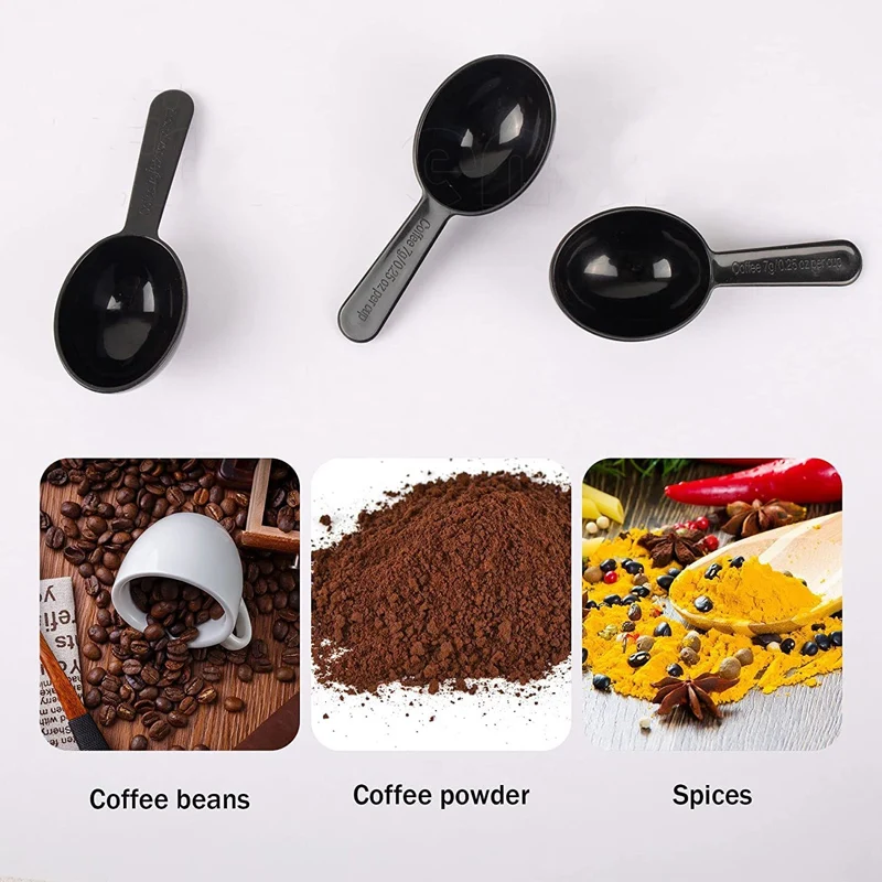 500Pcs/Lot Black 7g 15ml Plastic Coffee Measuring Spoons Short Handle Scoops for Tea Sugar Cereal Milk Powder Spices Wholesale