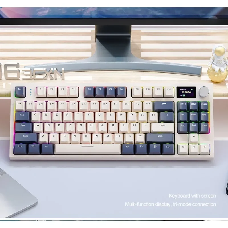 K86 Wireless Hot-Swappable Mechanical Keyboard Bluetooth With Display Screen and Volume Rotary Button for Games and Work