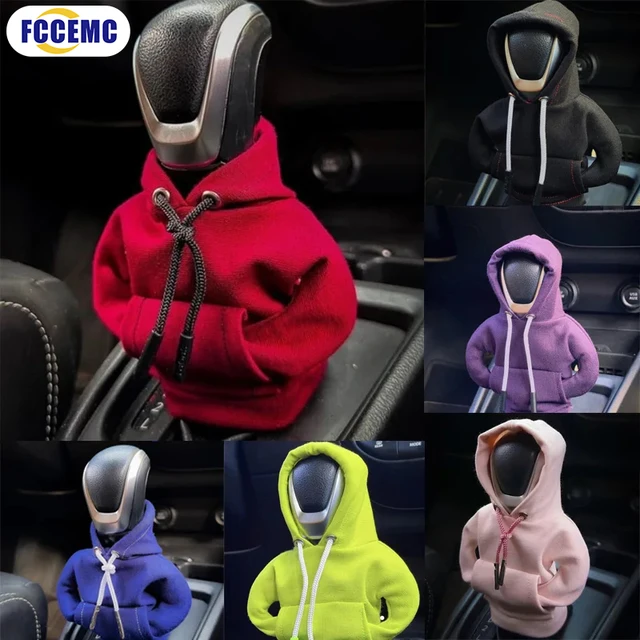 Pokrowiec na dźwignię zmiany biegów w stylu bluzy, osłona dźwigni zmiany biegów, dekoracja uchwytu zmiany biegów, pasuje do manualnej i automatycznej skrzyni biegów, uniwersalny, dekoracja wnętrza samochodu.
