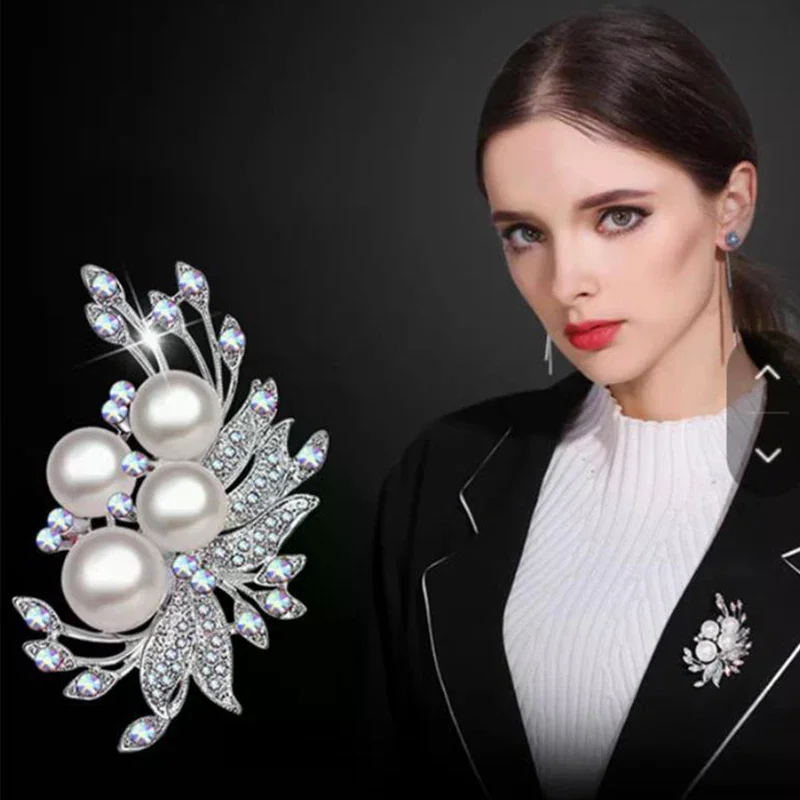 Fashion Temperament Phoenix Tail Flower Pearl Brooches For Women Clothing Coat Accessries Gifts