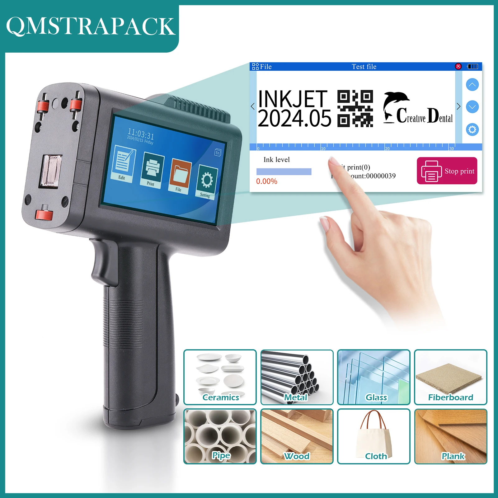 

Prime 12.7mm Handheld Inkjet Printer Gun with Fast-Drying Ink for Text QR Barcode Batch Number Logo Date Label Coding Machine