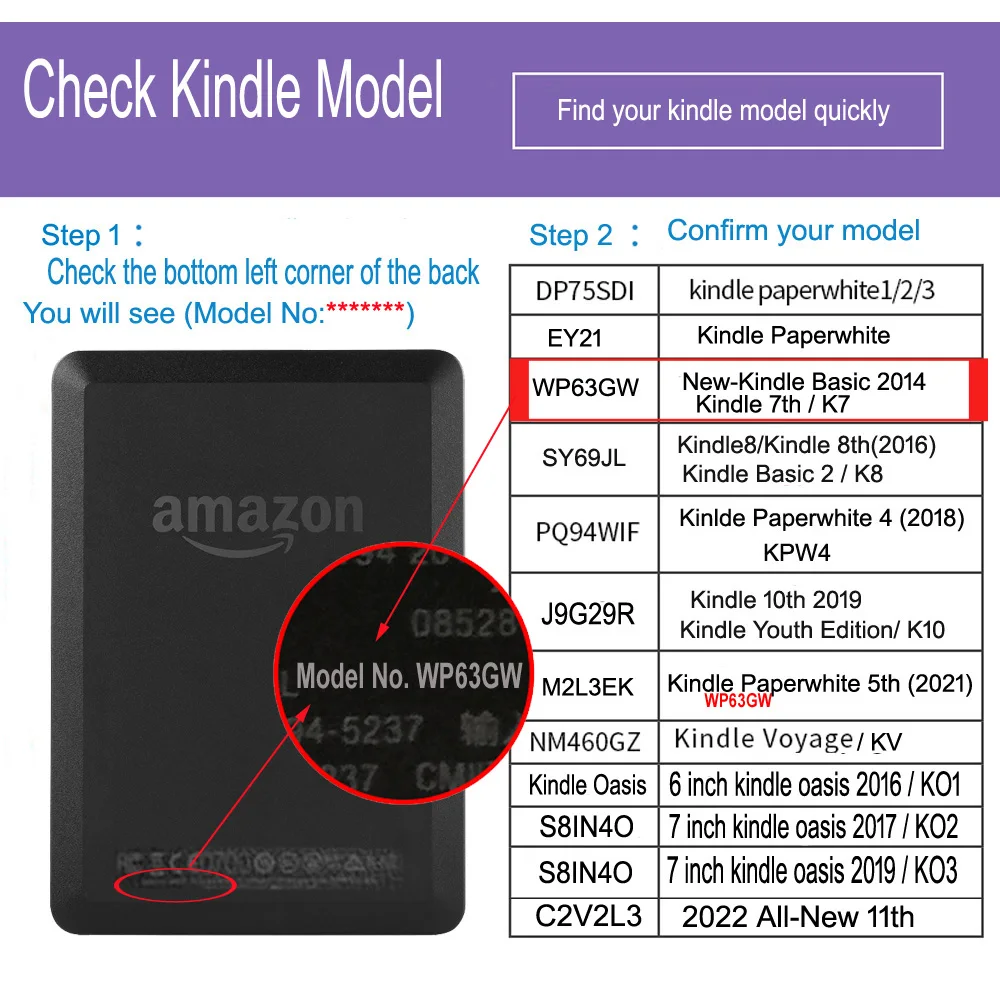 حافظة رفيعة لجهاز Kindle Basic 7th 2014 موديل الإصدار WP63GW، غطاء جلدي خفيف الوزن لحافظات النوم التلقائية من الجيل السابع من Kindle #2