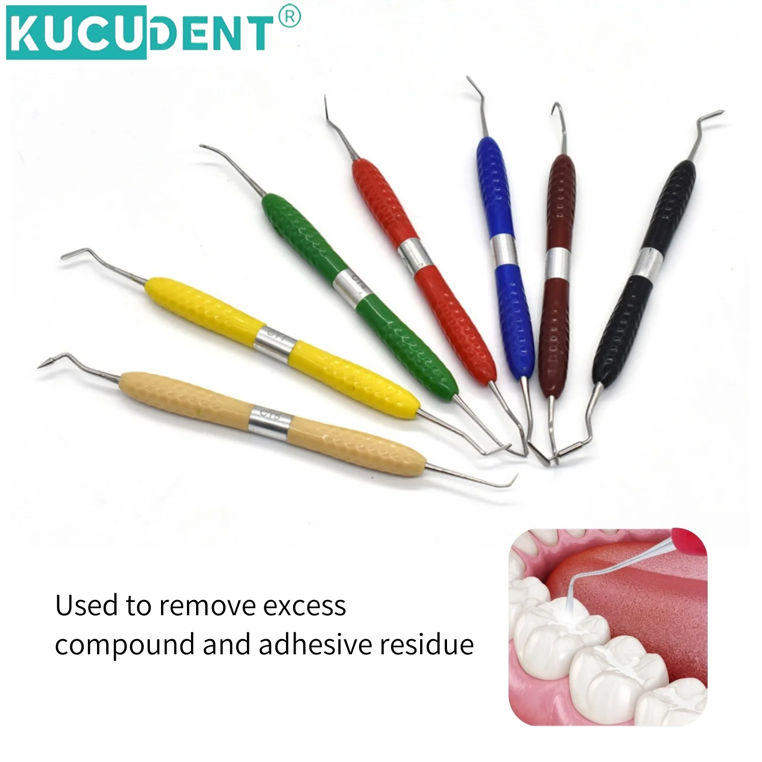 7Pcs/Set Dental Resin Filler Set Aesthetic Restoration Kit with Silicone Handle Composite Filling Spatula Plastic Dresser Tool