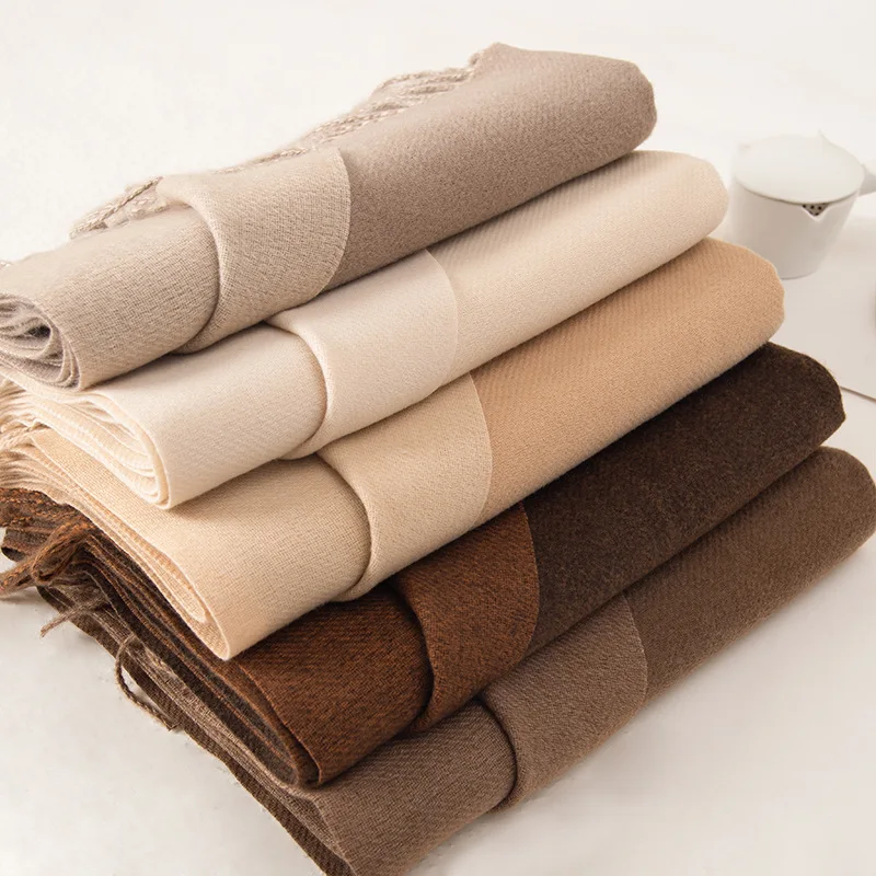 

2025 Winter Scarf for Women Long Warm Cashmere Scarves Hijab Solid Lady Shawl Wrap Female Pashmina Bandana Head Scarfs New Wh19