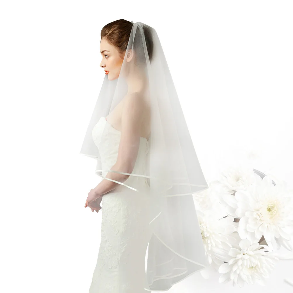 

Bridal Veil White Tulle Wedding Accessory Short Fresh Hair Piece For Bride Photo Prop Can Shape Design Cosplay Party Photography