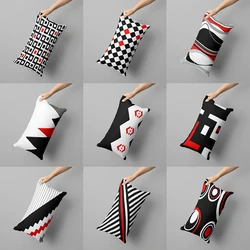 Red and black plaid long pillowcase sofa bedroom bedside pillowcase removable and washable in multiple sizes 30x50, 40x60, 50x70