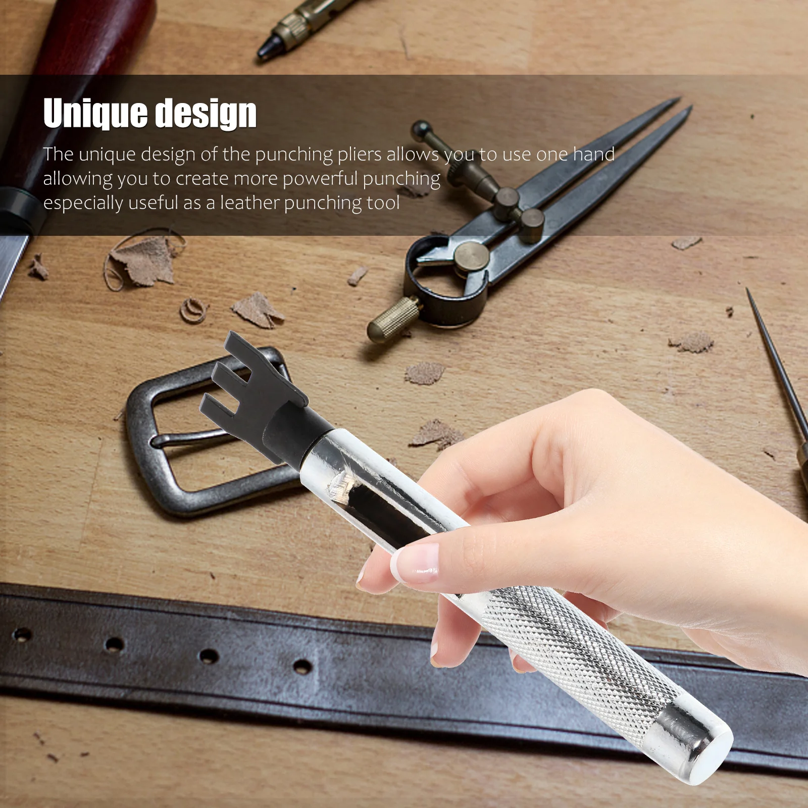 1 set 1 Set Durable Craft Tool 3 Prong Hole Punch Kit For Stitching Diy Belt Wallet Bag Making Hole Chisel Set