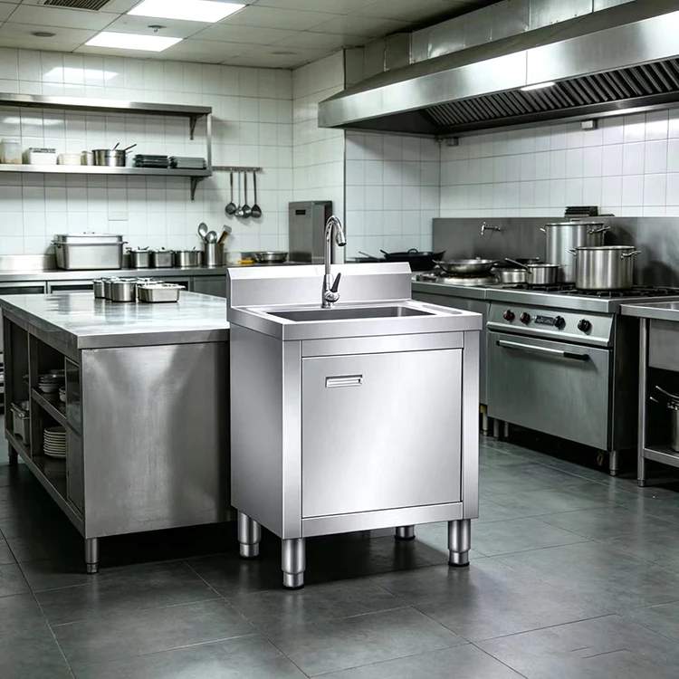 Commercial Stainless Steel Integrated Sink Cabinet Household Hand Dishwashing Kitchen Workbench For Hotels And Restaurants