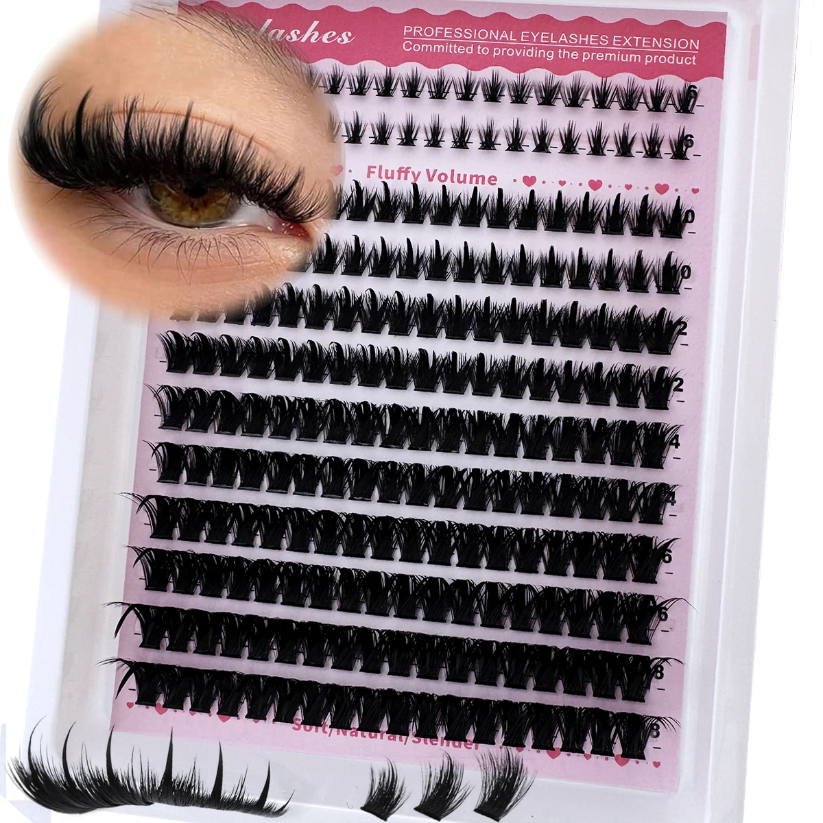 스파이크 60D-300D 속눈썹 6-18mm 속눈썹 스파이크 하부 속눈썹 D/DD 개별 속눈썹 DIY 스파이키 속눈썹 연장 만화 클러스터