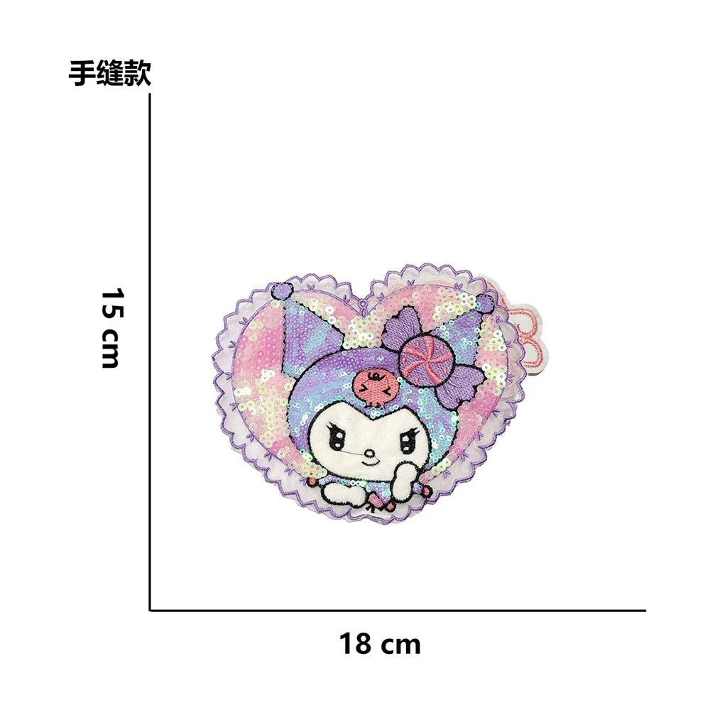 Kawaii Anime Cinnamoroll My Melody Kuromi Ironing Cloth Embroidered Patch T-shirt Jeans Back pack Sewing Fabric Patch ﻿