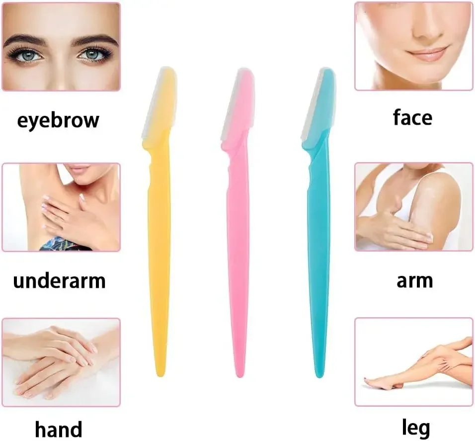 มีดโกนขนคิ้วอเนกประสงค์ 15 ชิ้น สำหรับผู้หญิง เครื่องมือเดอร์มาเพลนนิ่ง มีดโกนใบหน้าพร้อมฝาครอบแม่นยำ เครื่องมือแต่งหน้าขนาดเล็ก