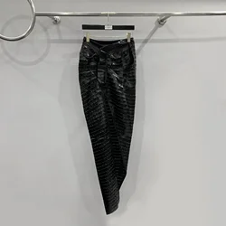 Rick Skirt Irregular Owens Dress High Street Knife Cut Design Snake Print Floor-length Skirt High Quality Leather RO Midiskirt