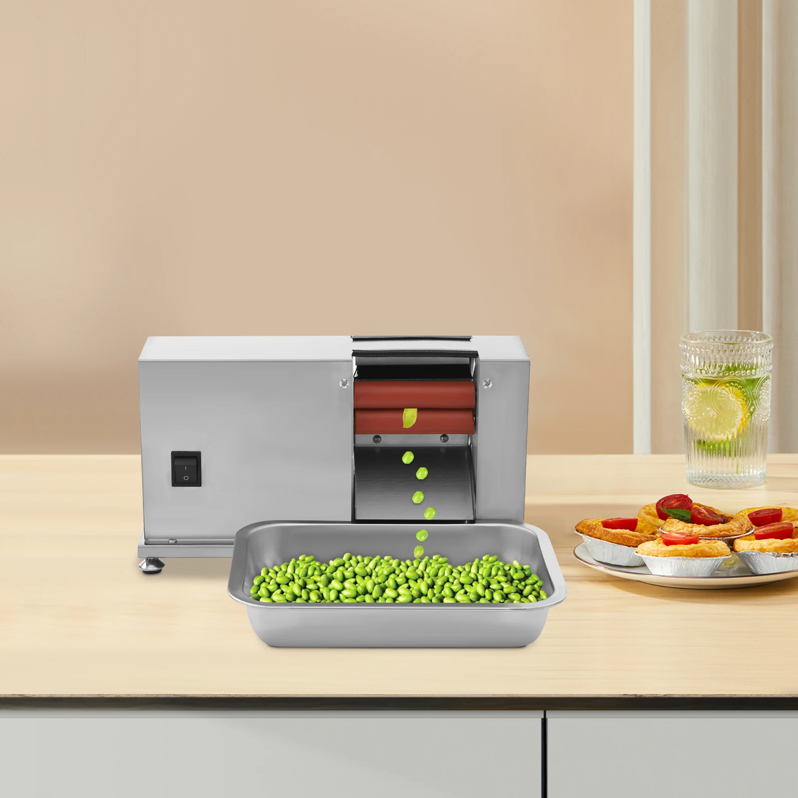 

Semi Automatic Bean Huller with a Capacity of 10kg/H, Household Stainless Steel Electric Huller for Restaurants, Households