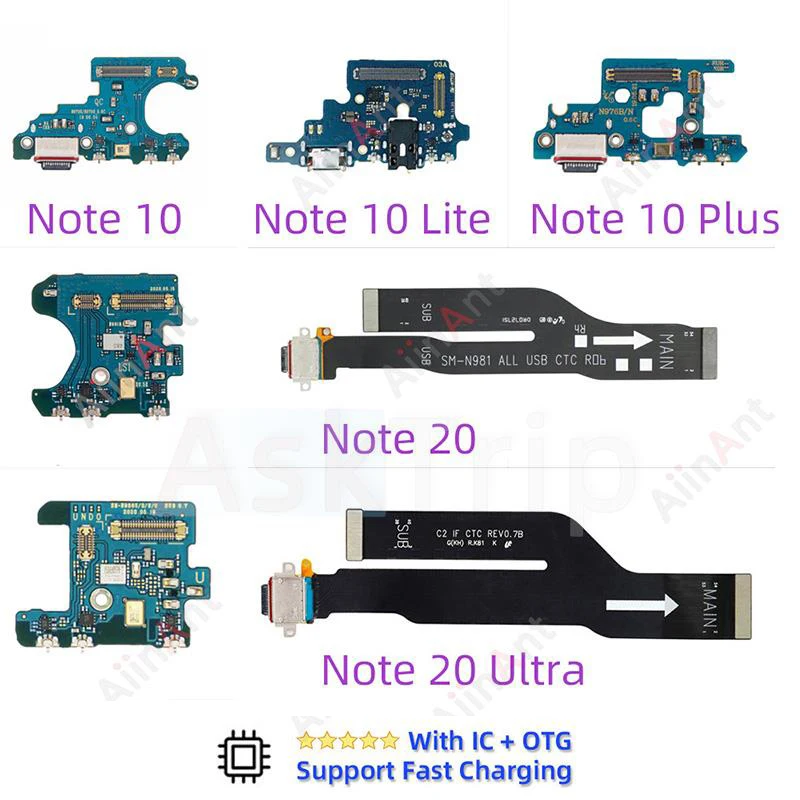 USB Port Charging Board Dock Charger Flex Cable For Samsung Galaxy Note 10 20 Ultra Plus Lite N986U N981U N976U Ori OEM