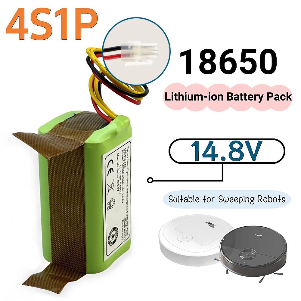 14.8V 2800/4800/6800mAh 18650 4S1P Lithium-ion Battery Pack Suitable for Sweeping Robots Battery Replacement