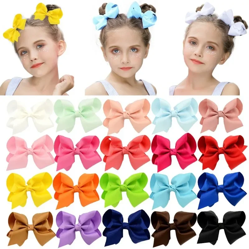 20 PCS Multi-colored 4inch/6inch/8inch Hand-made Grosgrain Ribbon Hair Bow Alligator Clips Hair Accessories for Little Girls