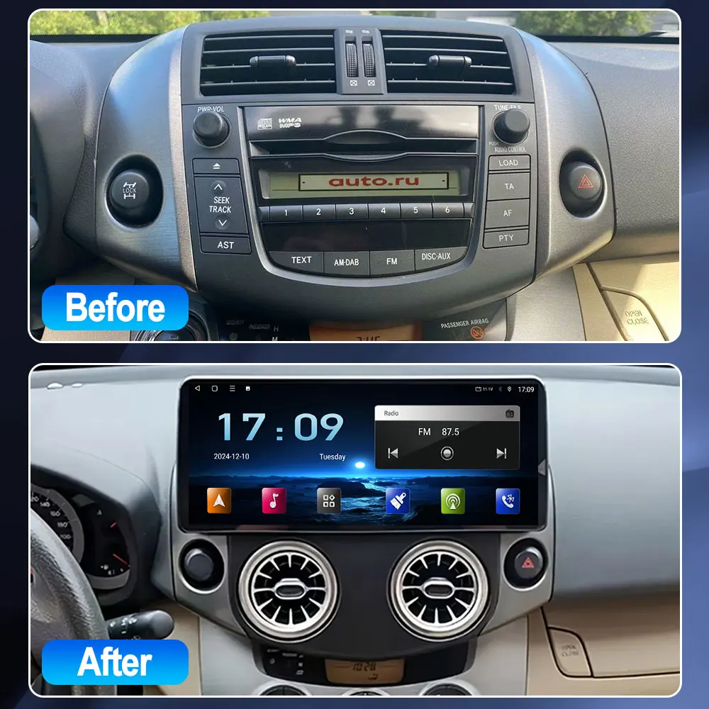Car Radio For Toyota RAV4 RAV 4 2007-2011 Android 13 12.9inch Carplay Autoradio Auto GPS Navi  Multimedia Player Stereo No 2din