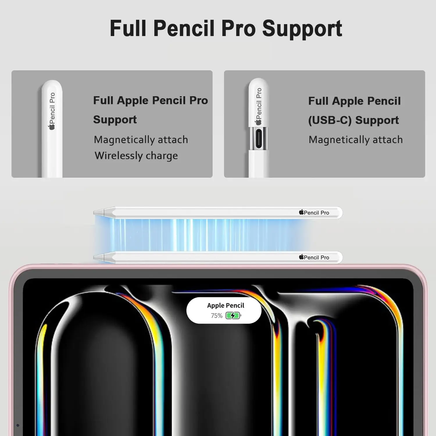 حافظة لجهاز iPad Pro مقاس 11 بوصة M4 2024 (الجيل الخامس) مع حامل قلم رصاص، [دعم قلم رصاص برو وقلم رصاص]، حافظة ذكية بحامل ثلاثي الطي