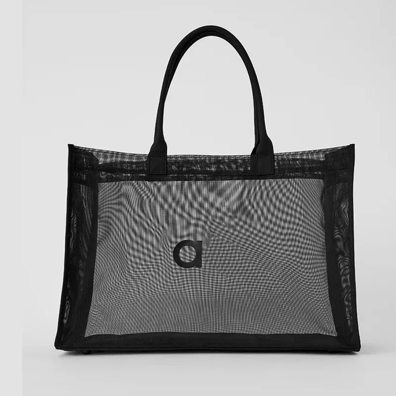 Sac à main de yoga avec logo complet, grande poche de fitness, sac de plage en maille, séchage rapide, sac de rangement pour douche