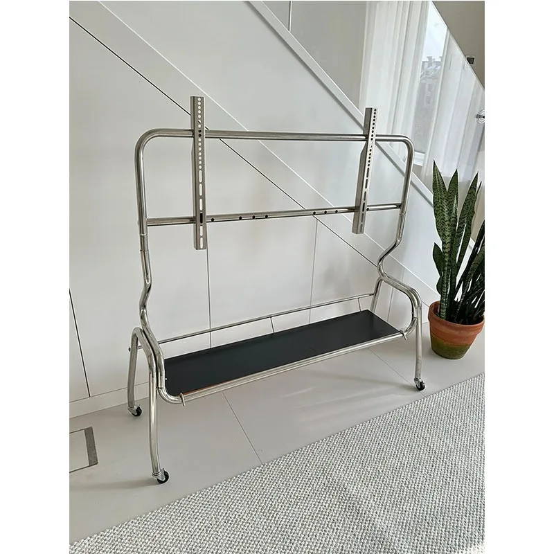 Stainless steel TV bracket, metal pulley movable, bracket