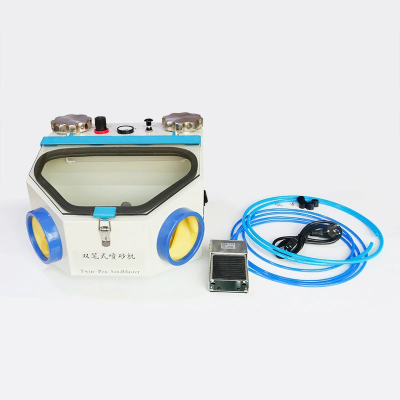 Sandblaster Jewelry Sandblasting Machine with 2 Pens Handpiece Dental Lab Air Prophy Polisher Dust Collector