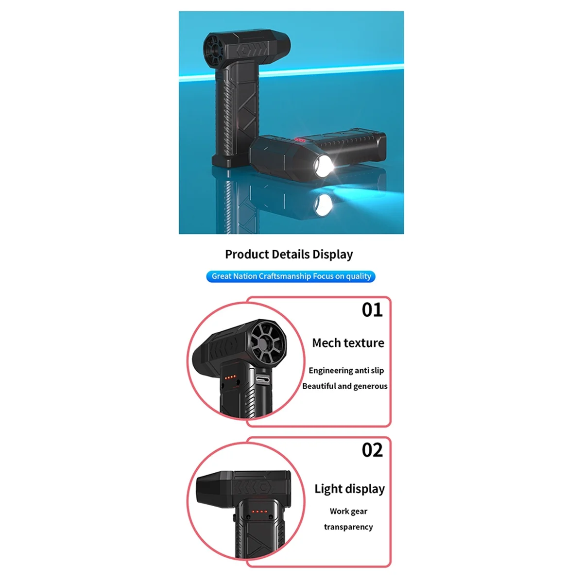 ABXHA 新しい 52m/S 暴力ファン高速 150000   RPM ターボファン、大風量ブラシレス充電ハンドヘルド屋外カーファン