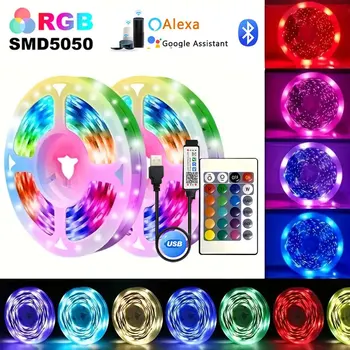 USB LED 스트립 조명, 블루투스 앱 제어, 색상 변경 5050, 5V RGB TV 백라이트, 유연한 램프 테이프, 방 장식