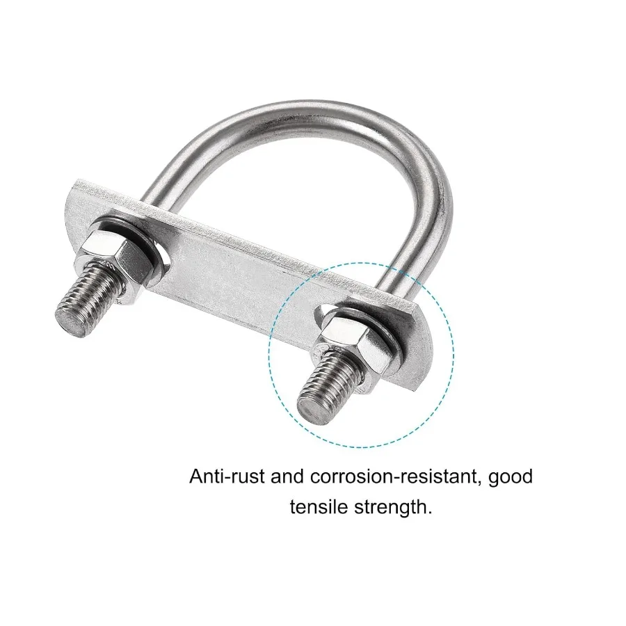 Bulloni a U 2 set M8x40x65mm Bullone a U rotondo in acciaio inossidabile 304 con accessori per tubi da costruzione