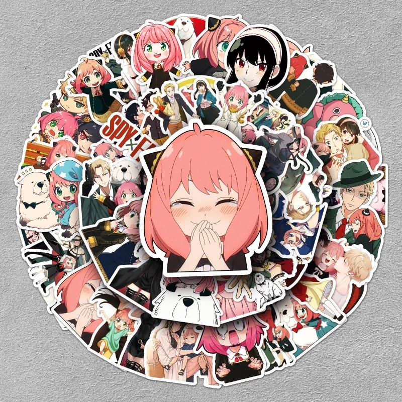 50/30/10PCS Anya Forger Yor Forger Huangwen Popular Anime Peripherals Mobile Tablet Skateboard Waterproof Decorative Stickers