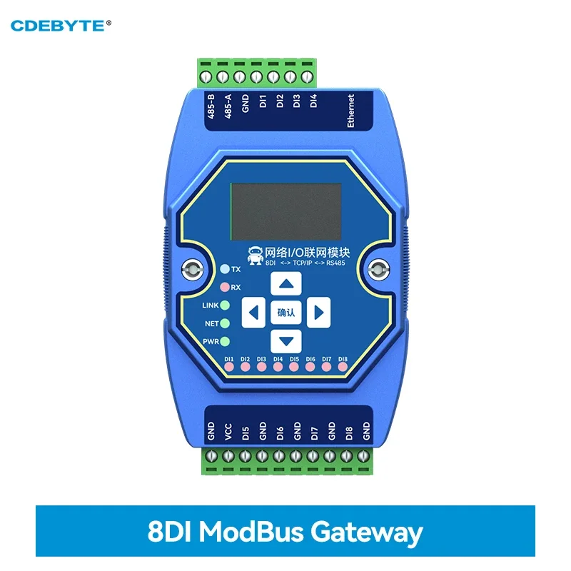 Multi-Channel Analog and Digital Acquisition Control CDEBYTE ME31-AXXX8000 8DI RJ45 RS485 Modbus TCP/IP to RTU Ethernet Port