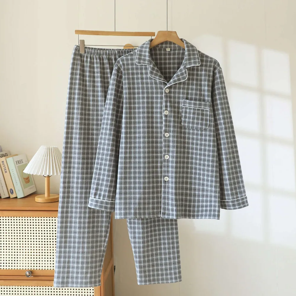 Plaid Pajamas Set Sleepwear Women Home Wear Autumn Winter New Couple Set Long Sleeves Pyjamas Suit Pijama Women Men Loungewear 6