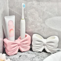 Bow Toothbrush Storage Rack Creative Bathroom Sink Electric Toothbrush Toothpaste Ceramic Storage Rack