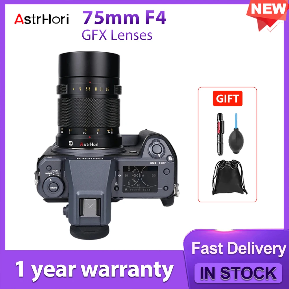 AstrHori 75mm F4 GFX Lenses MF Portraits Lens Compatible with Fuji GFX Fujifilm GFX100 GFX100S GFX50S GFX50R Cameras