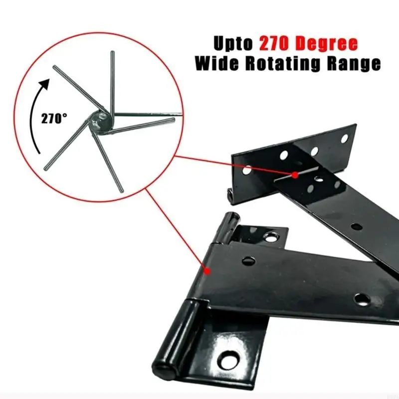 4pcs Heavy Duty T Straps Hinges Rustproof T Straps Hinges for Shed & Barn door 