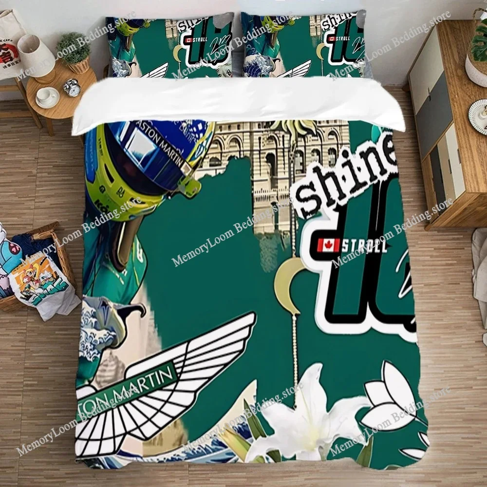 

Single Double Large Size Queen Bed Comforter Sets A-Aston Martin Aramco Formula One TeamS Bedding Decorations Quilt Cover Set