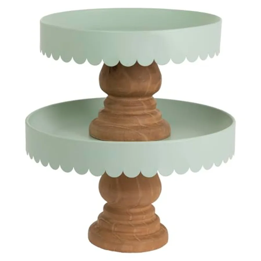 

Cake Stand Set of 2, Scalloped Pedestal Stands for Cakes, Desserts, Cupcakes & Pies for Weddings, Parties & Special Occasions