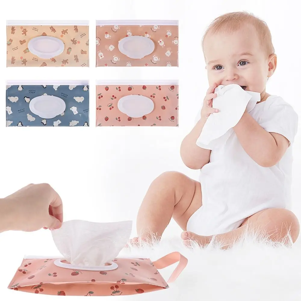 

Flip Cover Wet Wipes Bag Carrying Case With Buckle EVA Wipes Holder Case Stroller Accessories Home
