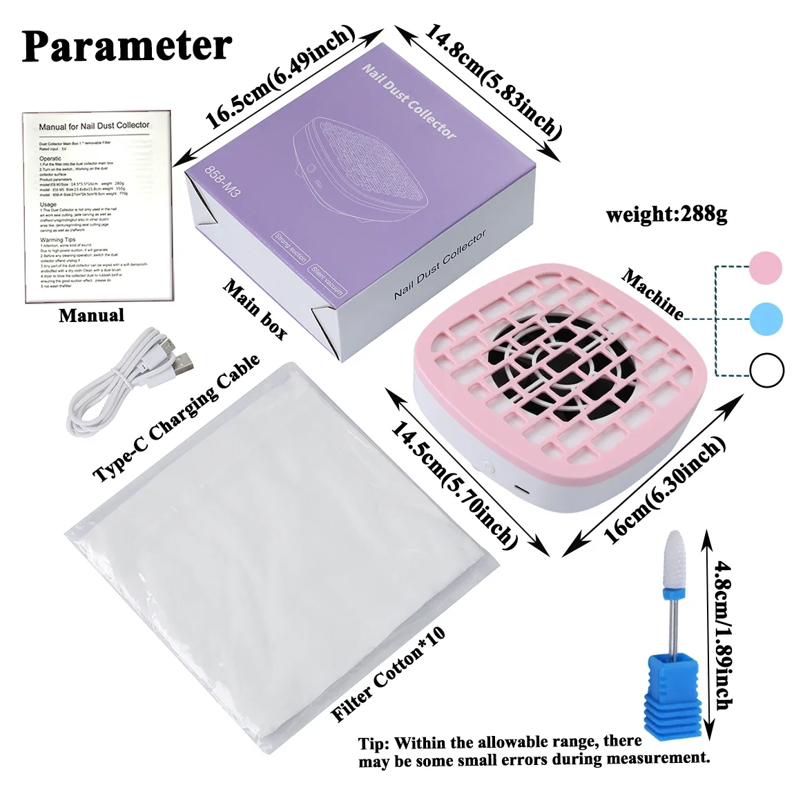مجمع غبار الأظافر المحمول TFSCLOIN: منخفض الضوضاء، شفط قوي، فلتر قابل للإزالة - لإزالة غبار جل الصالونات والمنزلية #4