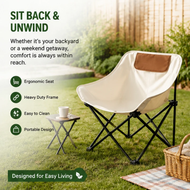 Compact Foldable Ultra Light Camping Portable Chair Soft Comfort Outdoor Seat For Fishing Hiking Picnic Travel Beach Trip