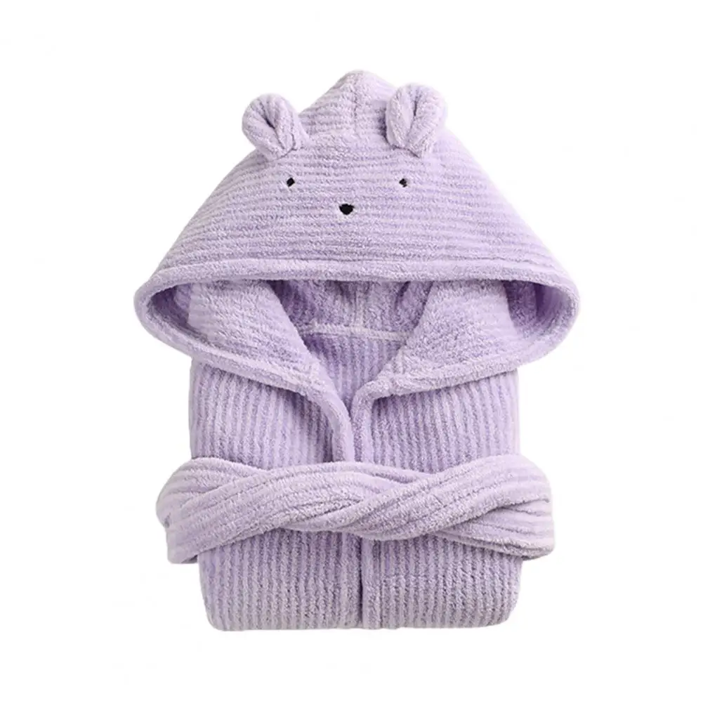 Kids Hooded Bathrobe Belted Pocket Thick Quick Drying Boys Girls Toddlers Robe Pajamas Sleepwear