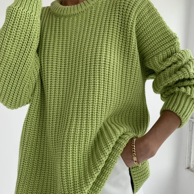 

FURYOURSELF Women Knitwear Sweaters Basic Warm Vintage Green Sweater Knitted Oversized Thick Loose White Pullover Jumper Women