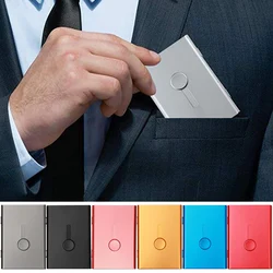 Business Card Holder Hand Push Card Case Bank Card Membership Cards Package Metal Ultra Thin Business Card Box Organizer